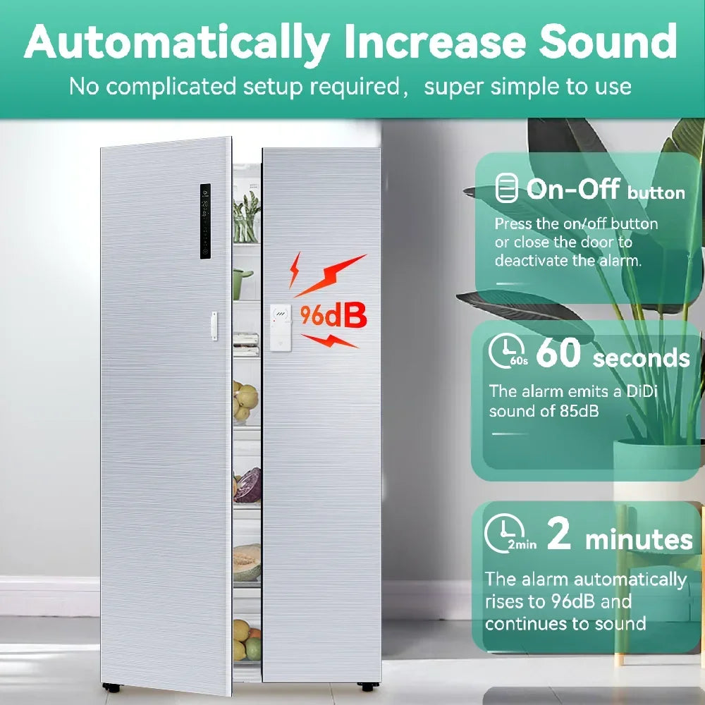 Magnetic Security Sensor Refrigerator Door Alarm Windows Open Alarms 60 Seconds Delay Loud 96 dB for Home, Store, Offic