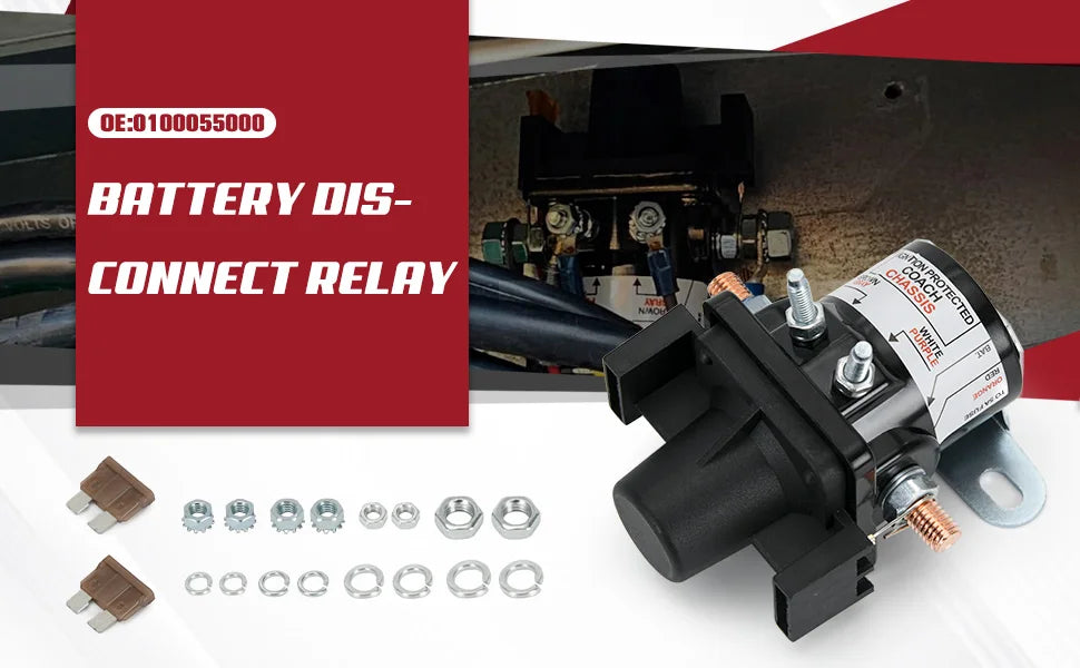 0100055000 Battery Disconnect Relay for RV - 12V Latching Solenoid, Compatible with Intellitec 01-00055-000