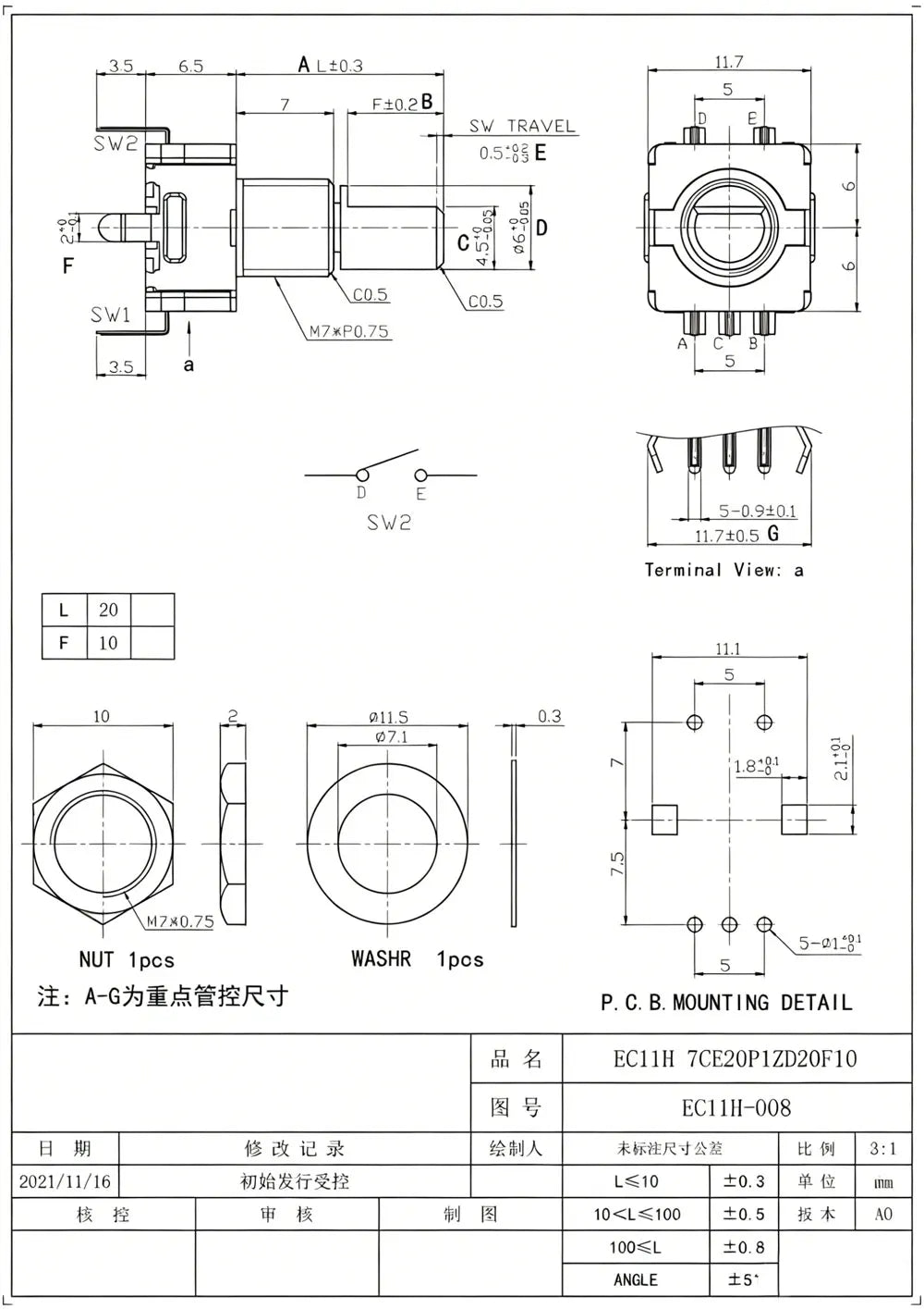 5pcs 20Position Incremental 360 Rotary Encoder Knob Button Switch EC11 Arduino Digital Potentiometer 15/20mm Plum Half Shaft