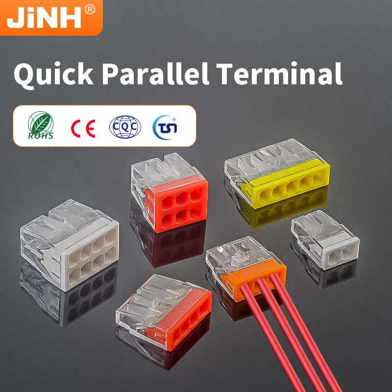 50Pcs Mini Quick Push in Connectors Hard Stainless Easy Electrical Splicing Terminal Blocks 2 3 4 5 6 8 Ports