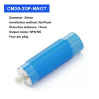Cylindrical capacitive proximity switch with plug-in connector for detecting material liquid level with non-metallic sensing pla
