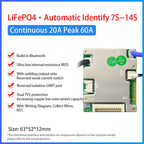 Small Type 3.2V LiFePO4 3.7V Li-ion 20A 30A 40A 50A Electric Bike Smart BMS 7S-14S 24V 36V 48V with UART BT