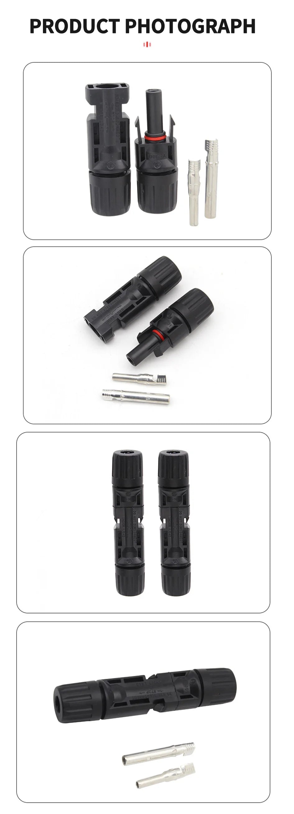 400/200/100/40/20/10 Pcs Photovoltaic Solar Connector Kit 1000V 30A Panel Solor Connectors for PV/MC Cable 2.5/4/6mm2