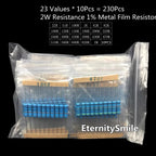 230PCS 2W 1% metal film resistors 22R ohm-51R, 100R, 1K, 100K, 120K, 150K, 1M ohm resistor package with 23 values, 10 each