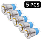 5 PCS 16mm 19mm 22mm Metal Push Button Switch 12v Ring Power Buttons Waterproof LED Light Self-lock Self-reset 220V High Head