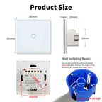 Touch Light Switch With EU Socket 1 Gang 2 Way Wall Light Switch LED Sensor Tempered Glass Interrupter EU Standard 240V