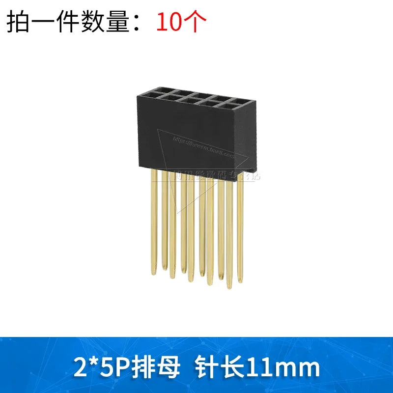 2.54mm Spacing Single Row Double Row Lengthened Female Header Pin Header Long Pin Socket 11mm Pin Length 2*2 3P 4P 5P 6P 8P