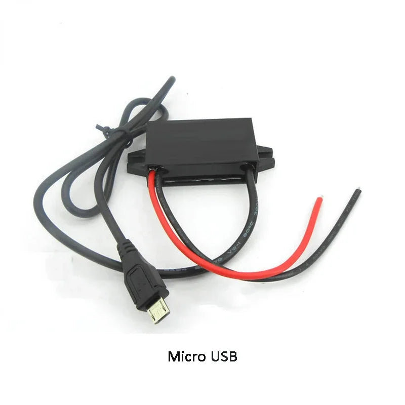12V24V to 5V 3A Charging Converter DC to 12V to 5V Step Down Converter with Female/MICRO/TYPE C/MINI USB for Car Motorcycle