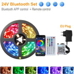 New 5-40M RGB LED Strip Lights with Power Supply Music Sync APP & 44Key Remote Control Flexible LED Tape for Home Room Decor