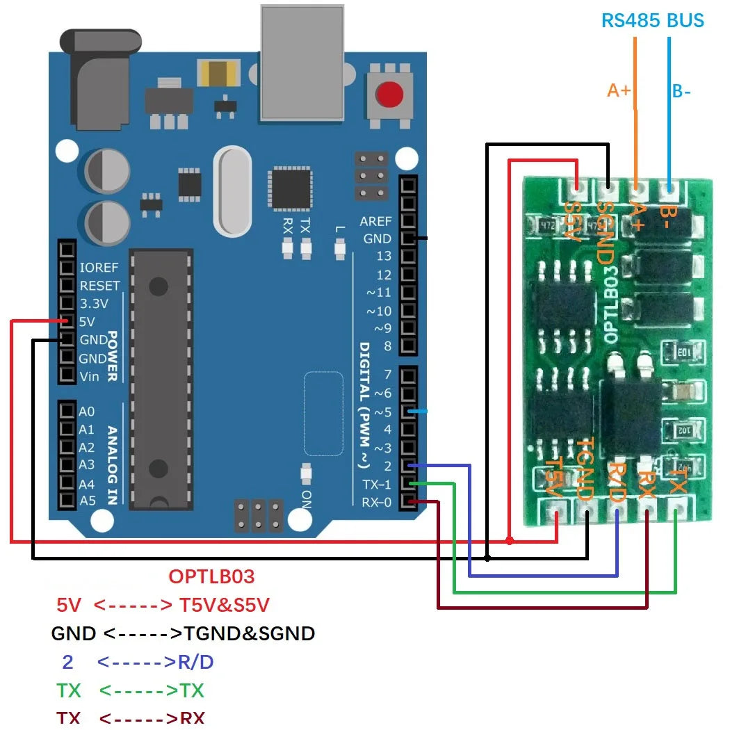 Industrial Grade UART TTL to RS485 Isolated Communication Surge Protection for Arduiuo MEGA 4 NODEMCU ESP8266