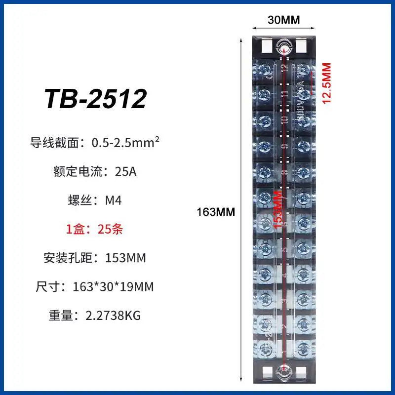 Terminal Block Position Connection Strip Copper Iron TB-1503 TB-1504 TB-1505 TB-1506 TB-1508 TB-1510 TB-1512 TB-1515 TB-1520