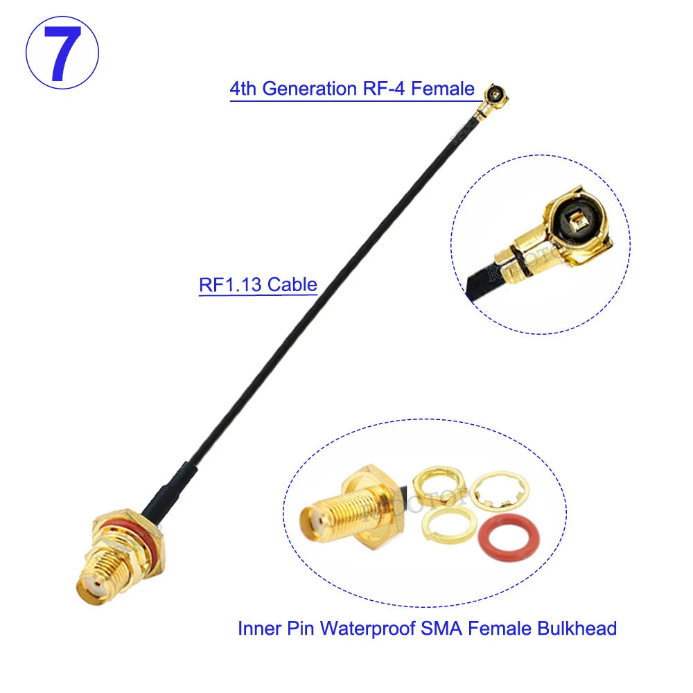 1Pcs IPX-1/IPX-4 Female to Waterproof SMA Female Bulkhead Connector RF0.81/1.13/RG178 Cable 3g 4g WIFI Antenna RF Cable Jumper