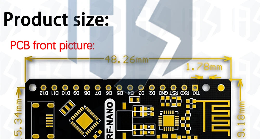 RF-Nano for Arduino Nano V3.0, Micro USB Nano Board ATmega328P QFN32 5V 16M CH340, Integrate NRF24l01+2.4G wireless