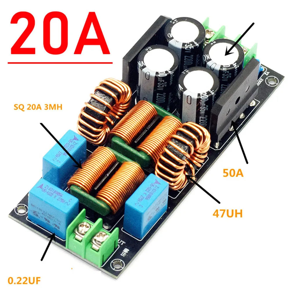 4A 10A 20A AC EMI Filter Audio Power Amplifier EMC EMI Electromagnetic Interference Purify Power DC Differential Mode Common