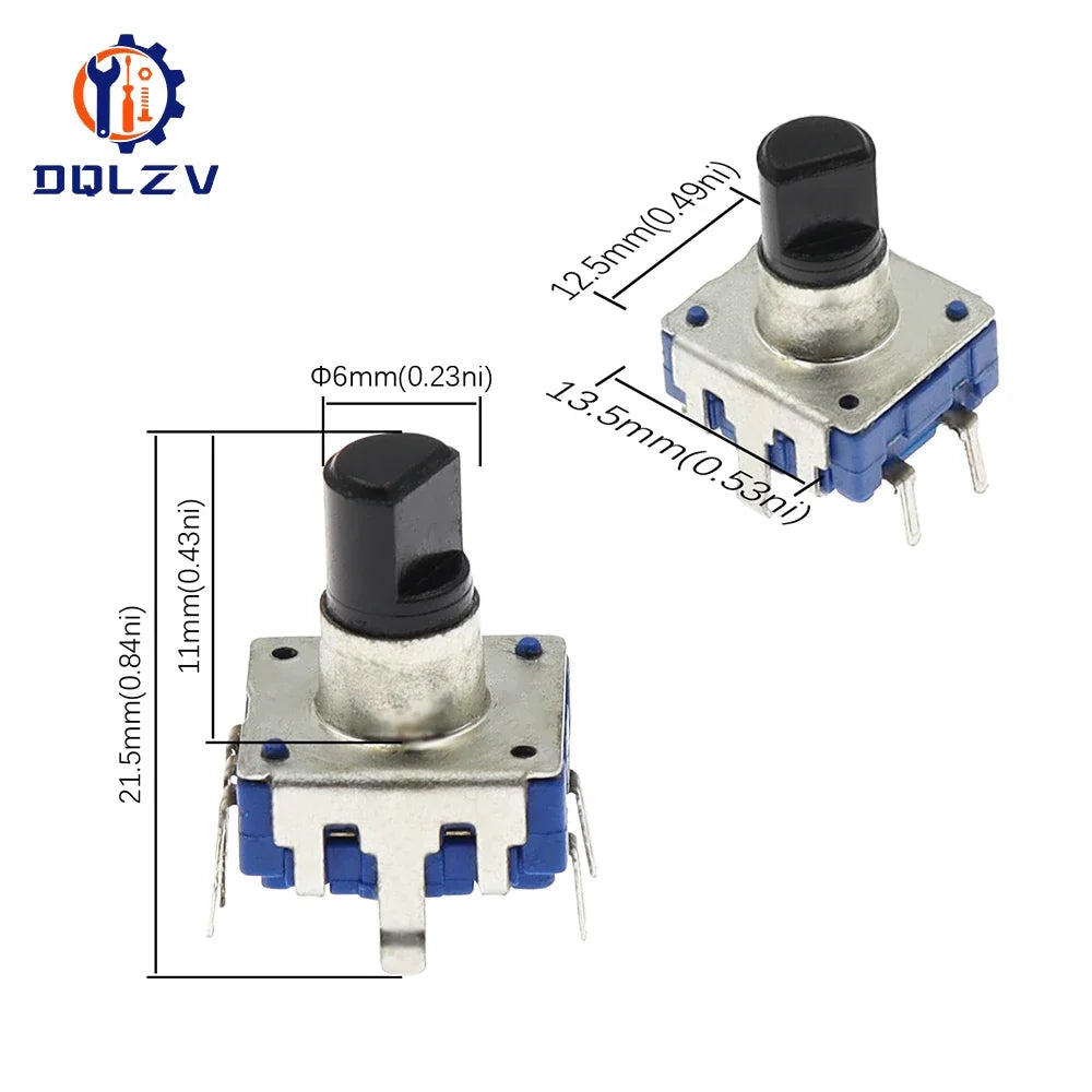 EC12 Car Audio Encoder With Switch 24 Position 360 Degree Rotation Shaft Length 12MM Digital Potentiometer 5Pins