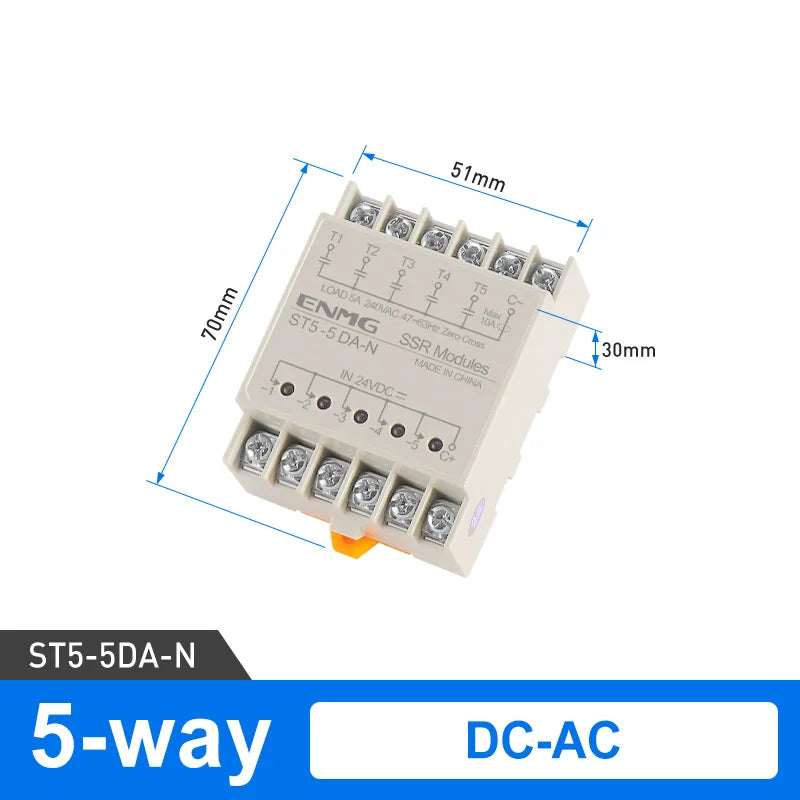 Optically Isolated Multi-Circuit Solid State Relay Module 24V DC Control DC DIN-Rail Module 220V AC PLC Output Amplifier Control
