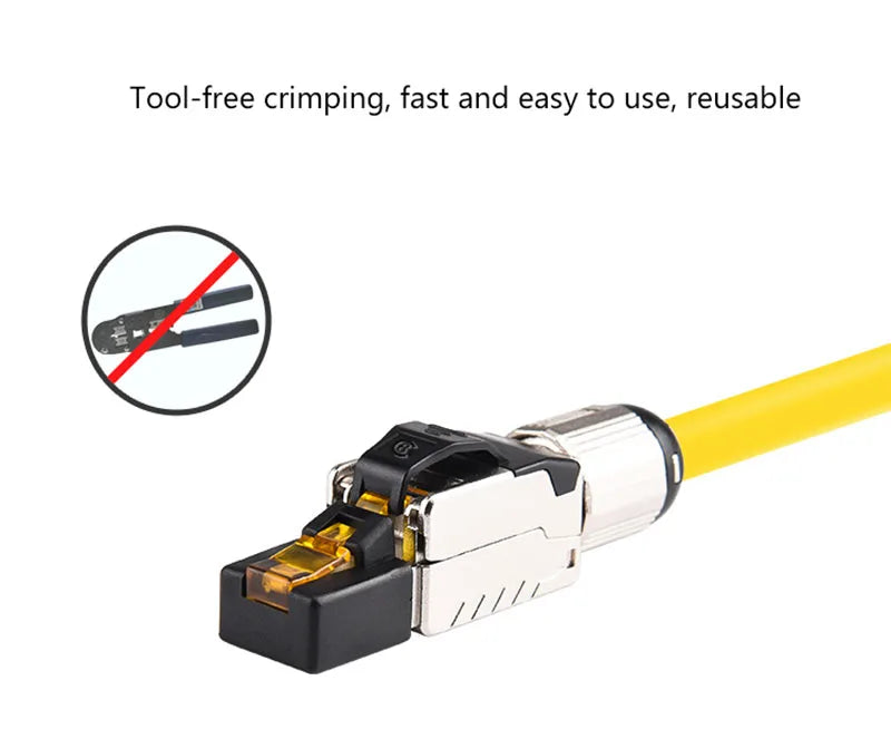 2/6/10Pcs RJ45 CAT6A Cat7 CAT8 Connectors Tool-Free Zinc Alloy Shielded 10G Ethernet Termination Plugs for 23AWG SFTP Cables