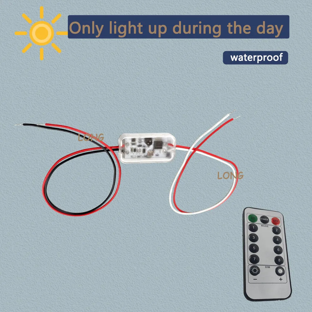 Waterproof Photocell Sensor Switch IP66 12-75V DC 3A Auto On/Off Remote Control Light Sensor
