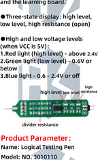 Logic Pulser Analyzer Detecting Probe 5V 3.3V Convenient and Quick Learning Board Logic Tester Pen Level Tester with Line