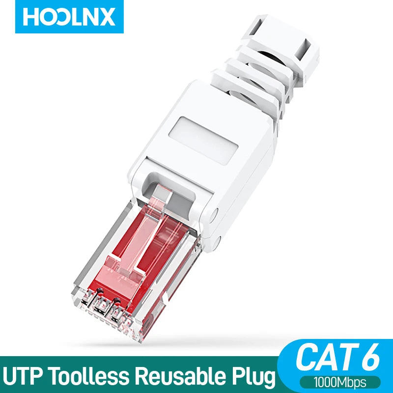 Hoolnx RJ45 Connector Toolless Free Tool CAT8 CAT7 CAT6A CAT6 Reusable Termination Plugs Shielded Ethernet Field Modular PLug