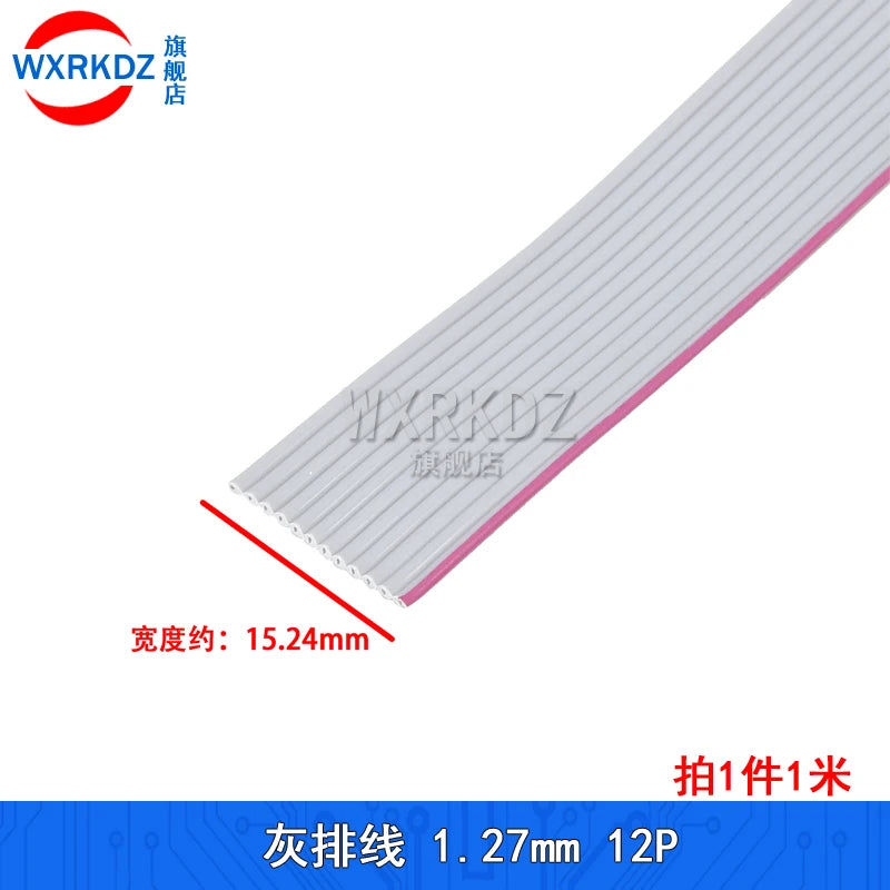 1Meter Gray Flat Ribbon Cable 1.27mm Pitch FC Data Wire Line 6/8/10/12/14/20/24/26/30/34P 40P 50 60 64P AWG28 300V For DIY