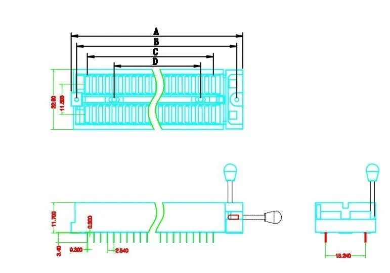 1PCS / LOT IC Locking Base Single Chip Microcomputer Chip Test Base Wide Narrow 24P 28P 32P 40P 48P