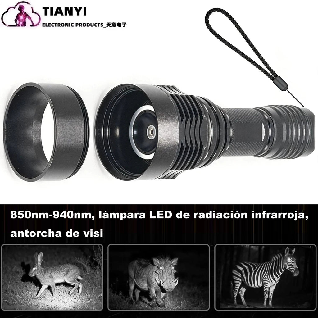 IR Hunting Flashlight 10W Infrared Radiation IR 850nm/940nm Torch Night Vision Zoomable Focus Lantern+18650+Charger+Switch+Mount