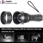 IR Hunting Flashlight 10W Infrared Radiation IR 850nm/940nm Torch Night Vision Zoomable Focus Lantern+18650+Charger+Switch+Mount