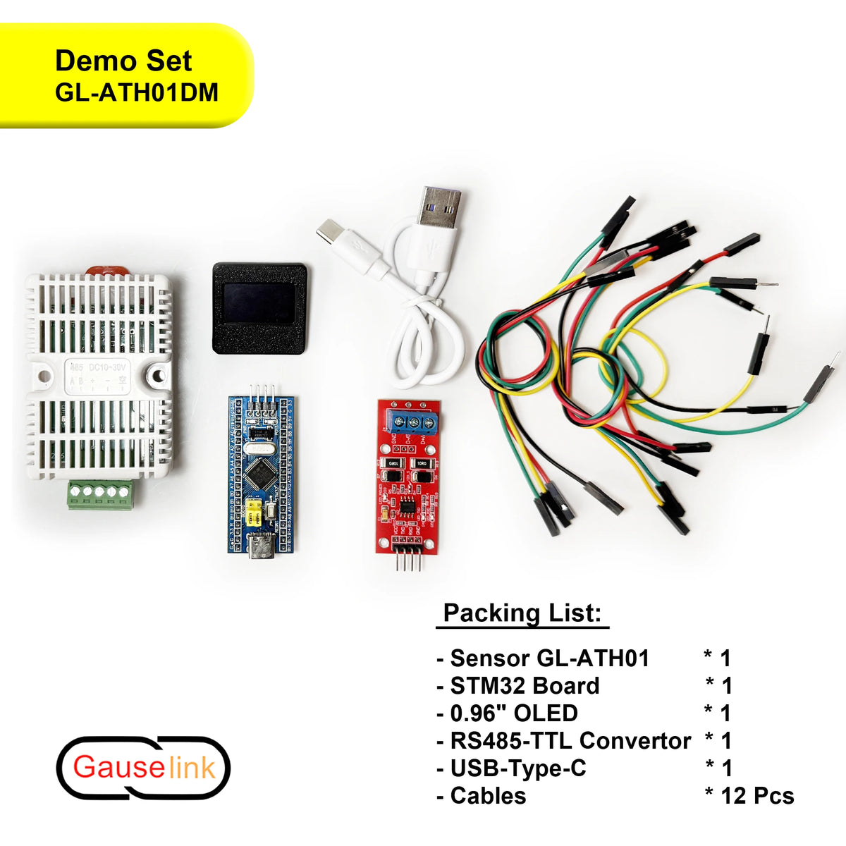 3-in-1 Atmospheric Temperature Humidity Barometric Pressure Sensor Transmitter Demo Set Range 0-120kPa FRS485 Modbus RTU