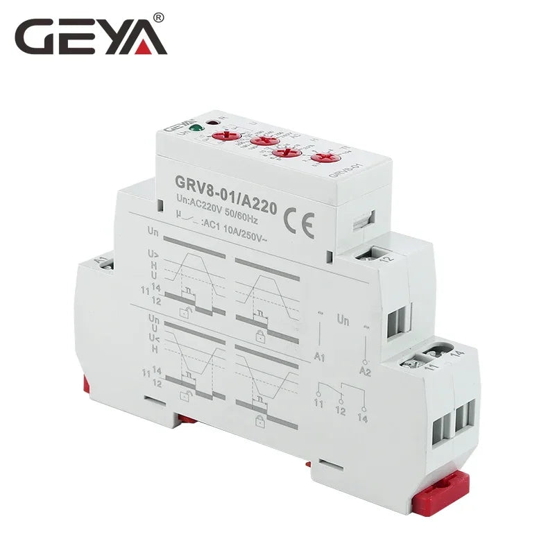 GEYA GRV8-01 Single Phase Voltage Relay Adjustable Over or Under Voltage Protection Monitor Relay with LED Display