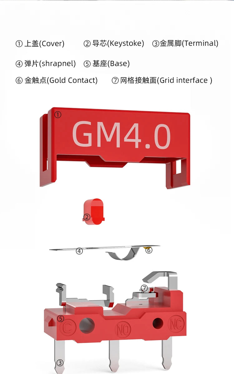 1Pcs Kailh GM2.0 GM4.0 GM8.0 mouse micro switch Gaming button switch can replace all kinds computer mice left right button