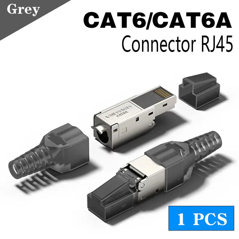 Vention NEW RJ45 Cat8 Cat7 Cat6A Connectors RJ45 Metal Tool Free Easy Termination Plug 2000MHz 40G LAN Cable Reusable Shielded