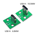5/10PCS Data Charging Cable Jack Test Board with Pin Header 90 Degree Vertical Type C Female Male Connector Test PCB Board