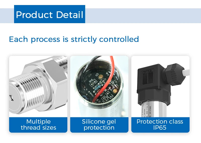 Pressure Transducer 4 20mA Water Gas Oil Liquid Pressure Sensor -1-0-1000bar 24VDC Positive Negative Vacuum Pressure Transmitter