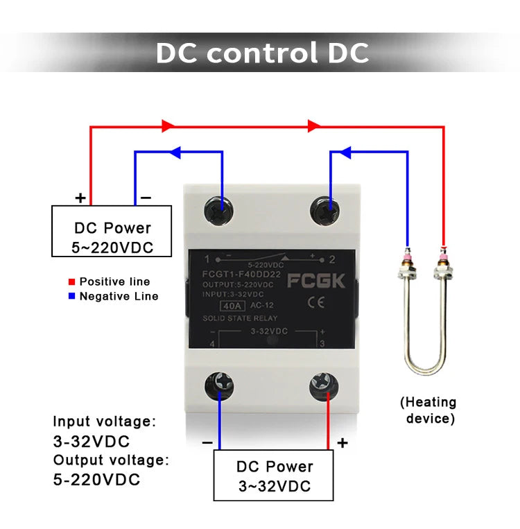 10A SSR 25A Solid State Relay 40A Output 3-32VDC 24-480VAC 220V Single Phase DC TO AC 40A Relay SSR HeatSink SSR 40DA