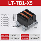 Push-in Terminal Block Multiple In Out Terminal Quick Connection of Wires Din Rail Wire Connector Universal Junction Box TB1-X6D