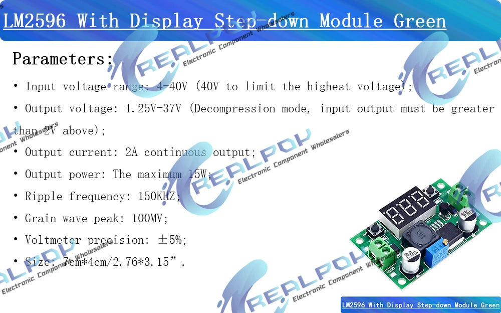 DC-DC Buck Step Down Module LM2596 DC/DC 4.0~40V to 1.25-37V Adjustable Voltage Regulator With LED Voltmeter