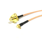 SMA Female /RP Jack Nut 4-Hole Panel Chassis To MMCX Male Right Angle Pigtail Cable RG316 for WIFI Wireless Modem
