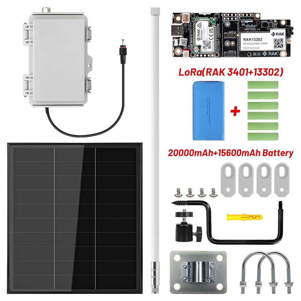 HP1 High Power LoRa Module Wismesh 1w Booster Starter Kits with 20w Solar Power System 6dBi Fiberglass Antenna Mount