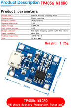 10pcs 5V 1A 18650 Lithium Battery Charging Board PLR TP4056 Lithium Charging Mini/Micro USB Type C Charge Module With Protect