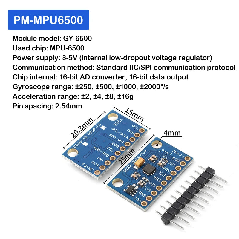 38/5000 MPU-6500 6DOF six-axis / 6-axis attitude acceleration gyroscope sensor module GY-650