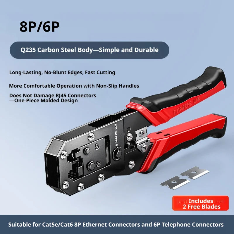 SAMZHE RJ45 Crimper Tools Crimping Pliers Ethernet Network Cable Crimper Cutter for 8P/6P/4P RJ45 RJ11 Precise Stripper Plier
