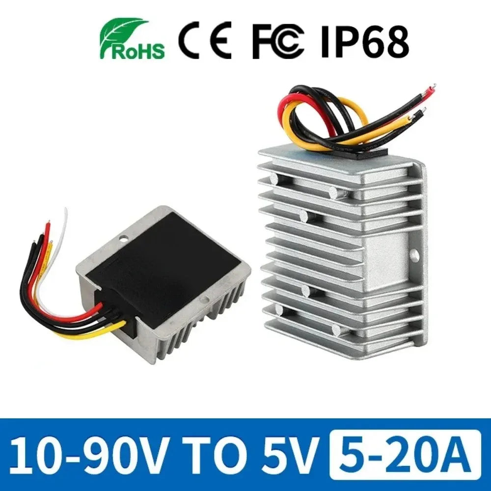 72V 60V 48V 36V 24V 12V to 5V 20A 10A 5A DC Buck Power Converter Step Down Voltage Regulator 72Volt to 5 Volt