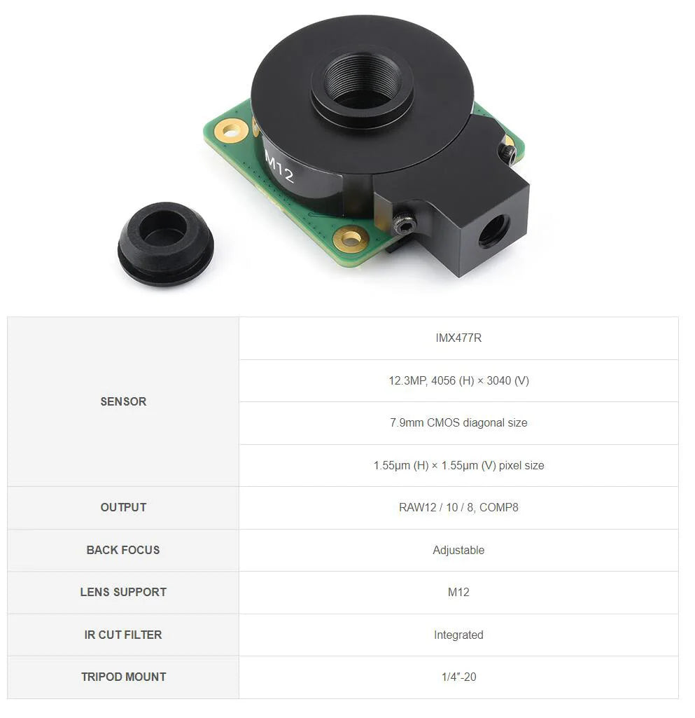 Raspberry Pi High Quality HQ Camera M12 For Lens 12MP 8mm/3.2mm/113 2.7mm/14MP 2.72mm/5MP 25mm/16MP 105 3.56mm