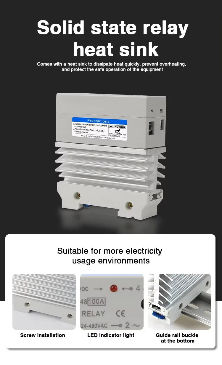 10A 25A 40A 60A 80A 100A Single Phase Slim SSR Solid State Relay With Heat Sink Industrial Relay DIN Rail Mount