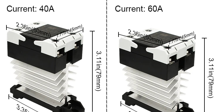 LCTC SSR 10A25a40a60A80A100A120A Solid State Relay with Radiator DC-AC AC-AC DC-DC DIN Rail Zero-crossing Relays