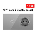 NYWP EU 86*86mm 1Gang 2Way Dual Touch Switch Tempered Glass Panel Stair Switch Bedroom Sensor Switches Cross No Need WI-FI