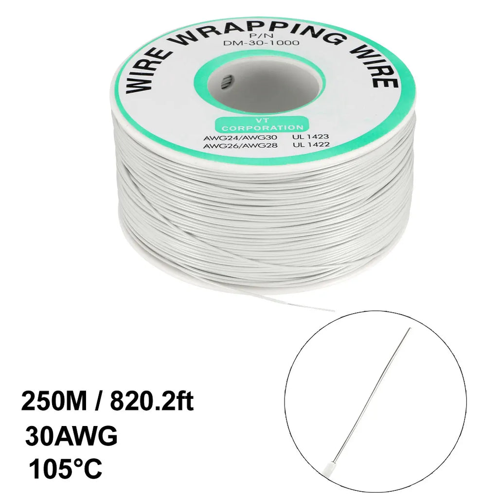 0.58mm Wire OD 200M 250M Electrical Wire Wrapping Wire Tin Plated Copper Wire PCB Solder Cable P/N DM-30-1000 30 AWG for Laptop