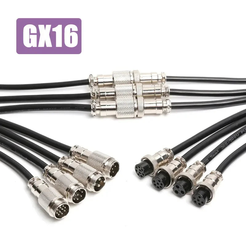 GX16 2 3 4 5 6 7 8 9 10 Pin Aviation Plug Socket with Wire M16 4-7A Connector Cable Customized Male Female Extension Line 1-5M