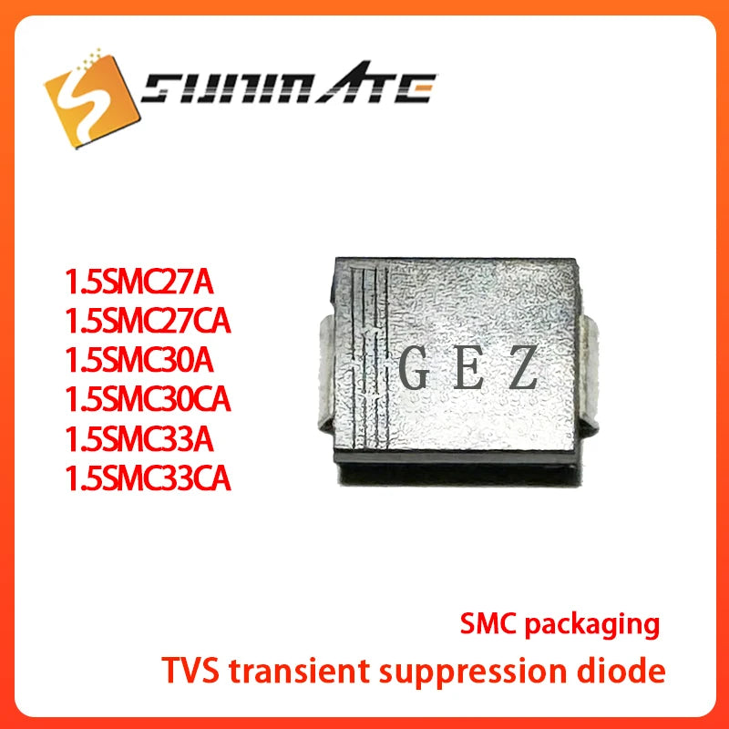 50PCS 1.5SMC27A 1.5SMC27CA 1.5SMC30A 1.5SMC30CA 1.5SMC33A 1.5SMC33CA DO-214AB(SMC) TVS transient suppression diode